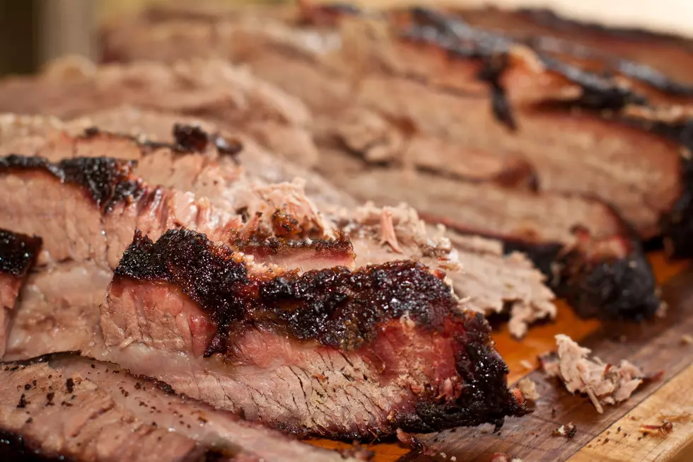 Sliced up smoked Texas style brisket. Shallow depth of field.